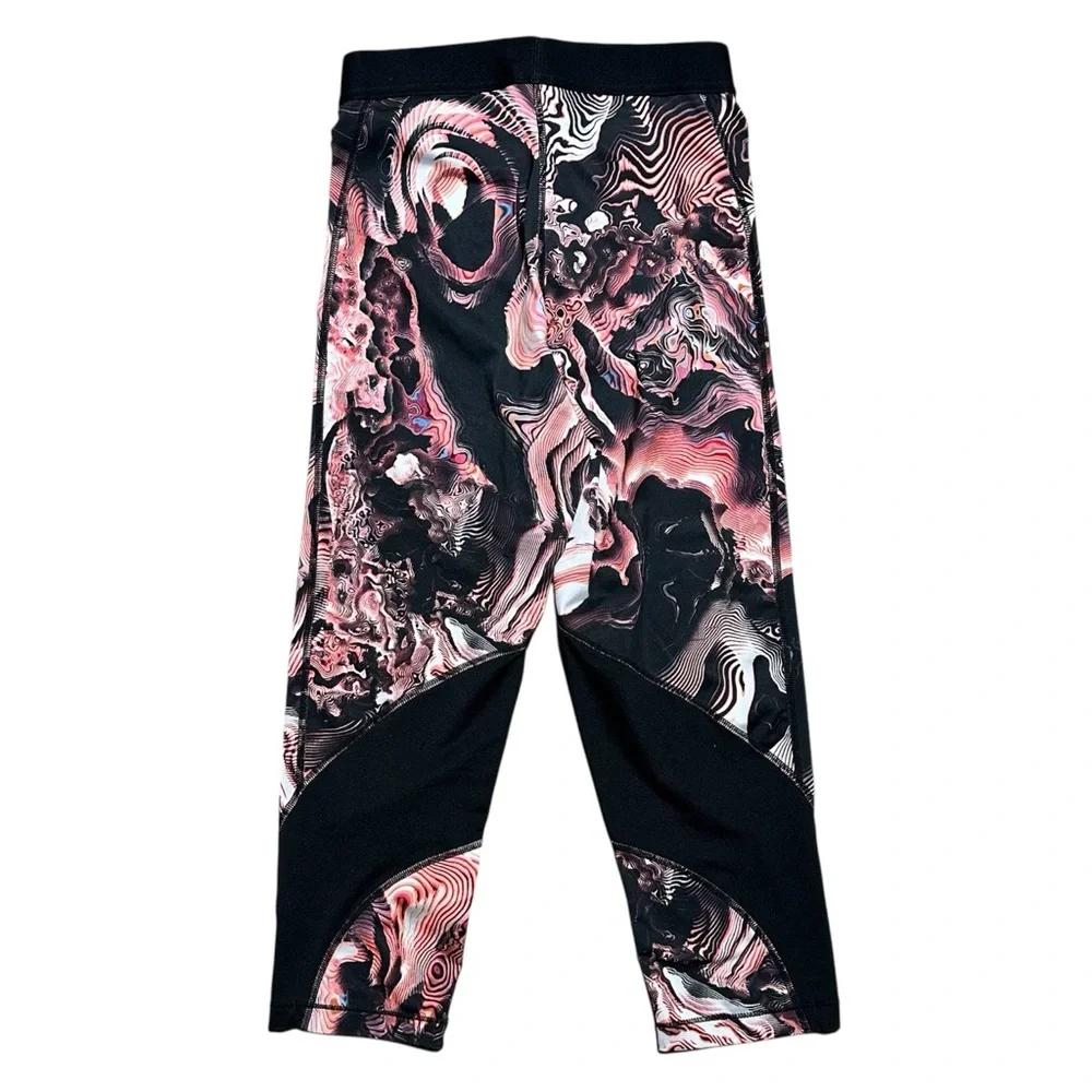 Nike Pro Capri Leggings Small Pink Black Swirl Pattern - Picture 4 of 7
